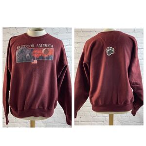 Vintage Champion Reverse Weave 90’s Crew Sweatshirt Maroon Outdoor America Sz XL